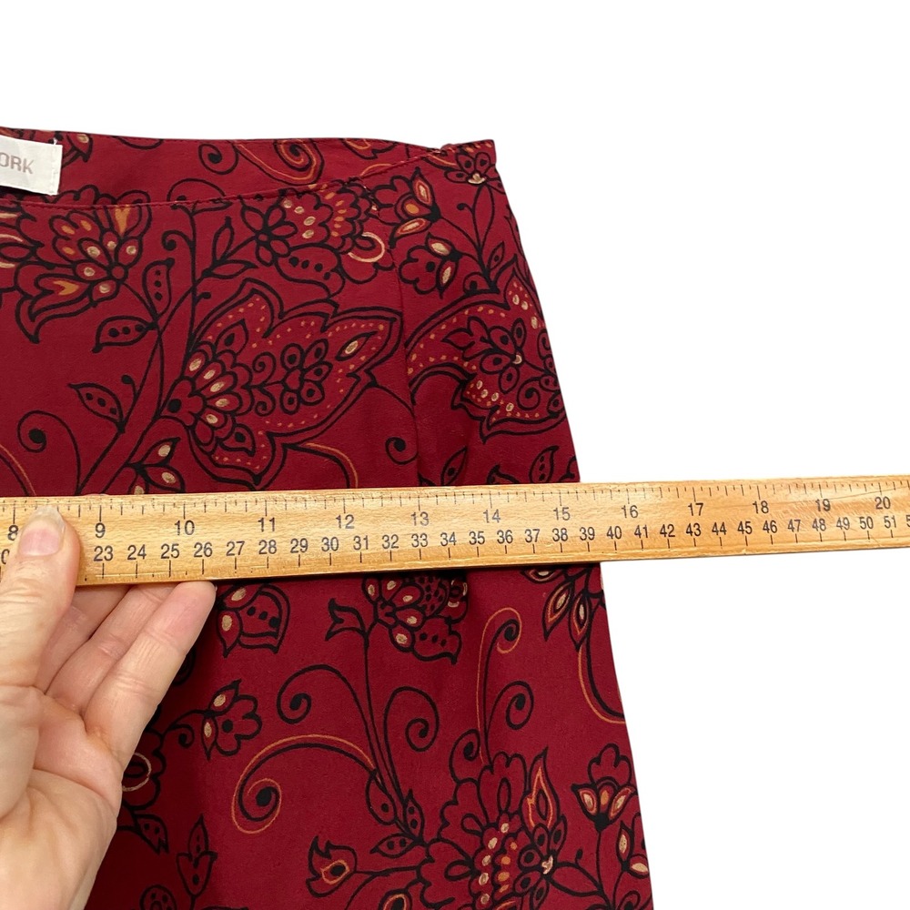 Jones New York Womens Burgundy Red 100% Silk Floral Paisley Maxi Skirt Size 4 - Picture 7 of 10